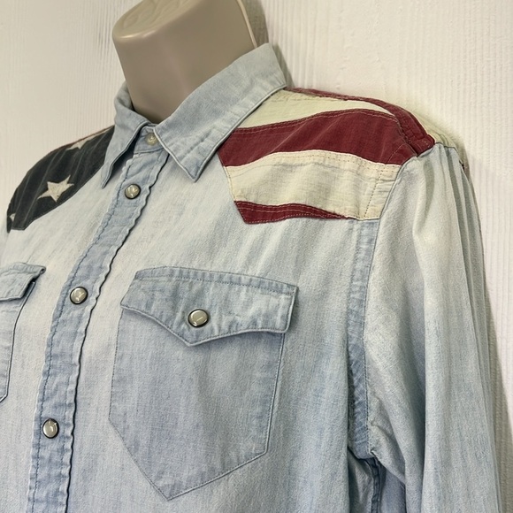 Ralph Lauren - American Flag Chambray Denim Button Down Denim Shirt Size Small - Picture 6 of 11